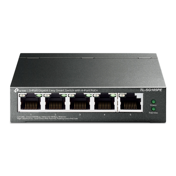 SWITCH 5 PUERTOS TP-LINK TL-SG105PE EASY SMART 10/100/1000 4 PUERTOS POE