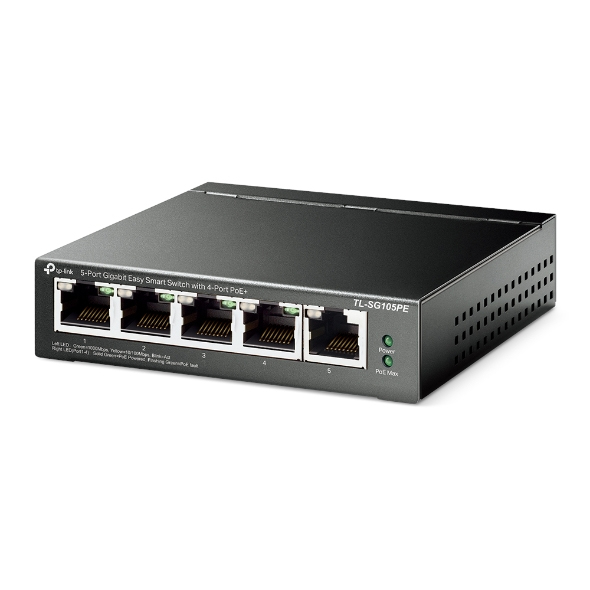 SWITCH 5 PUERTOS TP-LINK TL-SG105PE EASY SMART 10/100/1000 4 PUERTOS POE