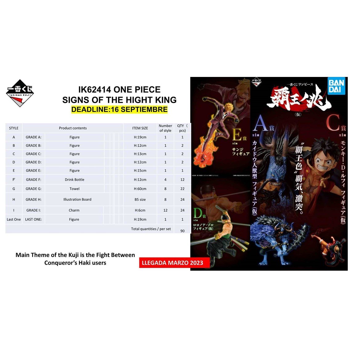 ICHIBAN KUJI BANPRESTO ONE PIECE SIGNS OF THE HIGHT KING