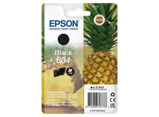 CARTUCHO EPSON 604 NEGRO C13T10G14010 XP2200 WF-2910 PIÑA
