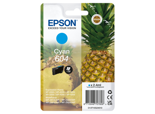 CARTUCHO EPSON 604 CIAN C13T10G24010 XP2200 WF-2910 PIÑA