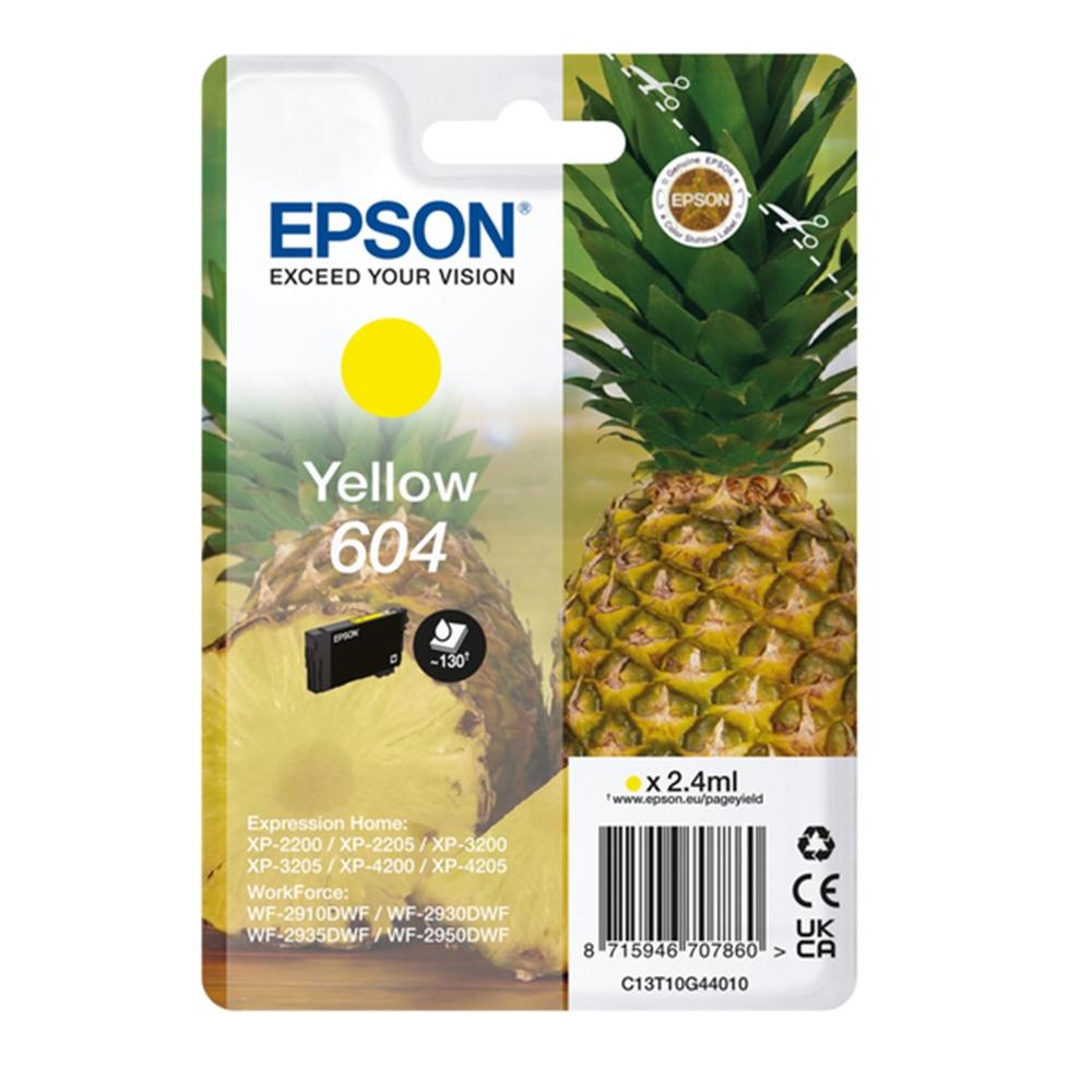 CARTUCHO EPSON 604 AMARILLO C13T10G44010 XP2200 WF-2910 PIÑA