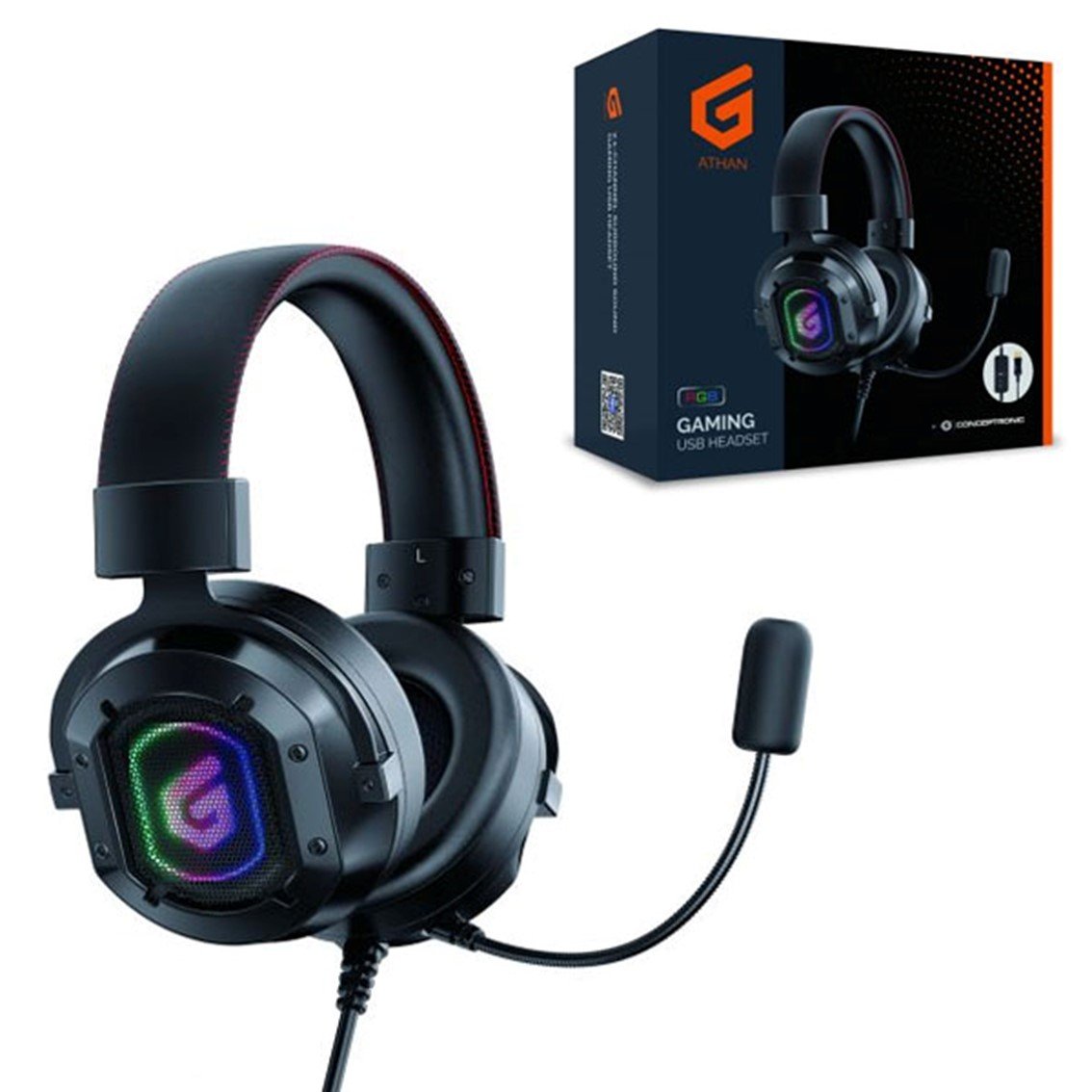 AURICULAR GAMING CONCEPTRONIC ATHAN02B / USB / MICROFONO / RGB
