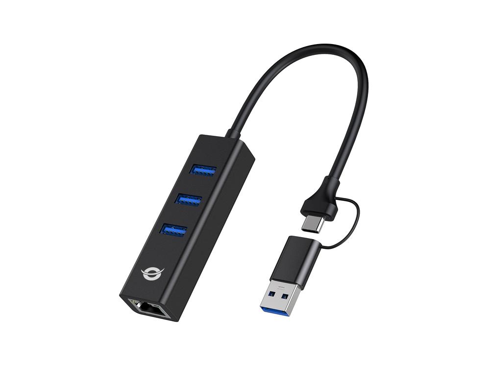 ADAPTADOR CONCEPTRONIC USB A GIGABIT ETHERNET RJ45/ CON HUB USB 3.0 / 3 PUERTOS / ADAPTADOR USB-C