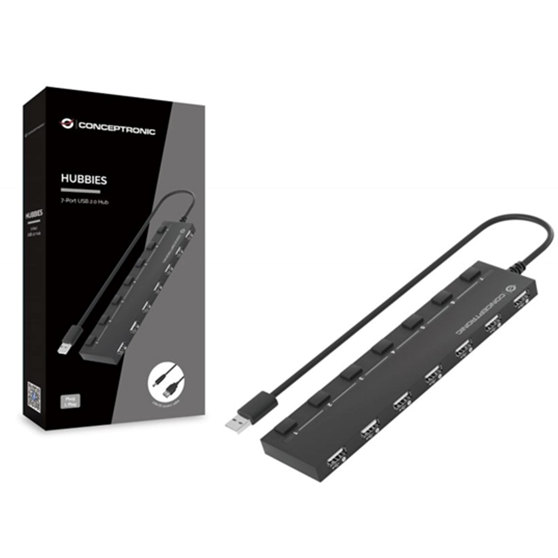 HUB USB 2.0 CONCEPTRONIC HUBBIES08 7 PUERTOS CON INTERRUPTORES