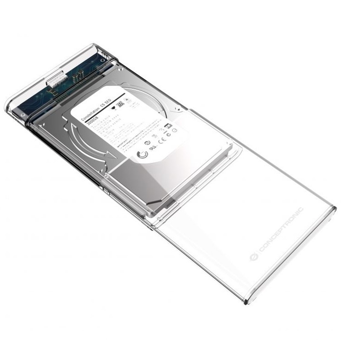CAJA EXTERNA CONCEPTRONIC USB 3.0 SATA TRANSPARENTE SIN TORNILLOS DANTE03T