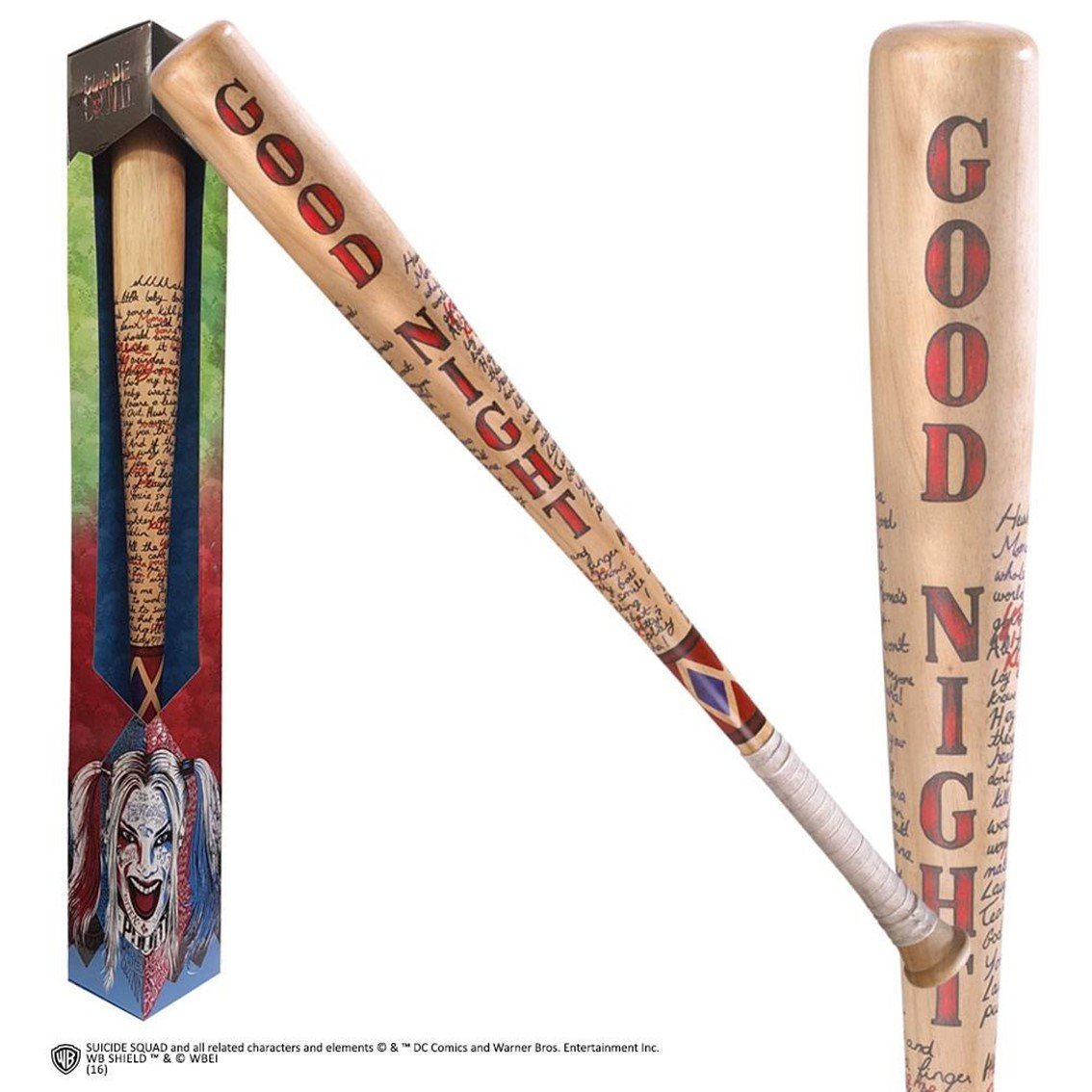 RÉPLICA THE NOBLE COLLECTION ESCUADRÓN SUICIDA BATE DE BEISBOL DE HARLEY QUINN GOOD NIGHT 80 CM