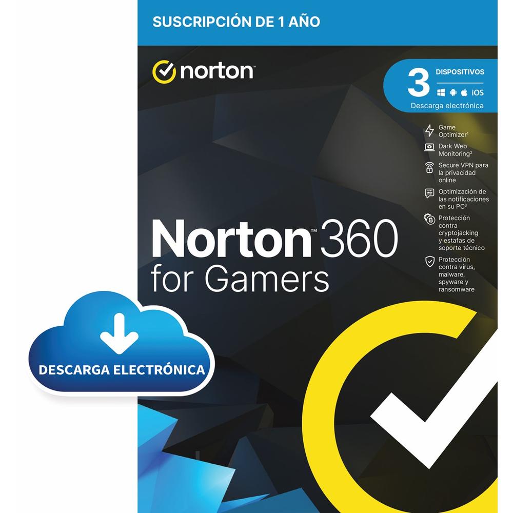 ANTIVIRUS NORTON 360 FOR GAMERS 50GB ESPAÑOL 1 USUARIO 3 DISPOSITIVOS 1 AÑO ESD ELECTRONICA DRMKEY