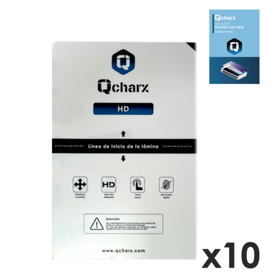LAMINAS DE PROTECCION FRONTALES PARA TABLET QCHARX HIDROGEL HD QX1 10 UNIDADES