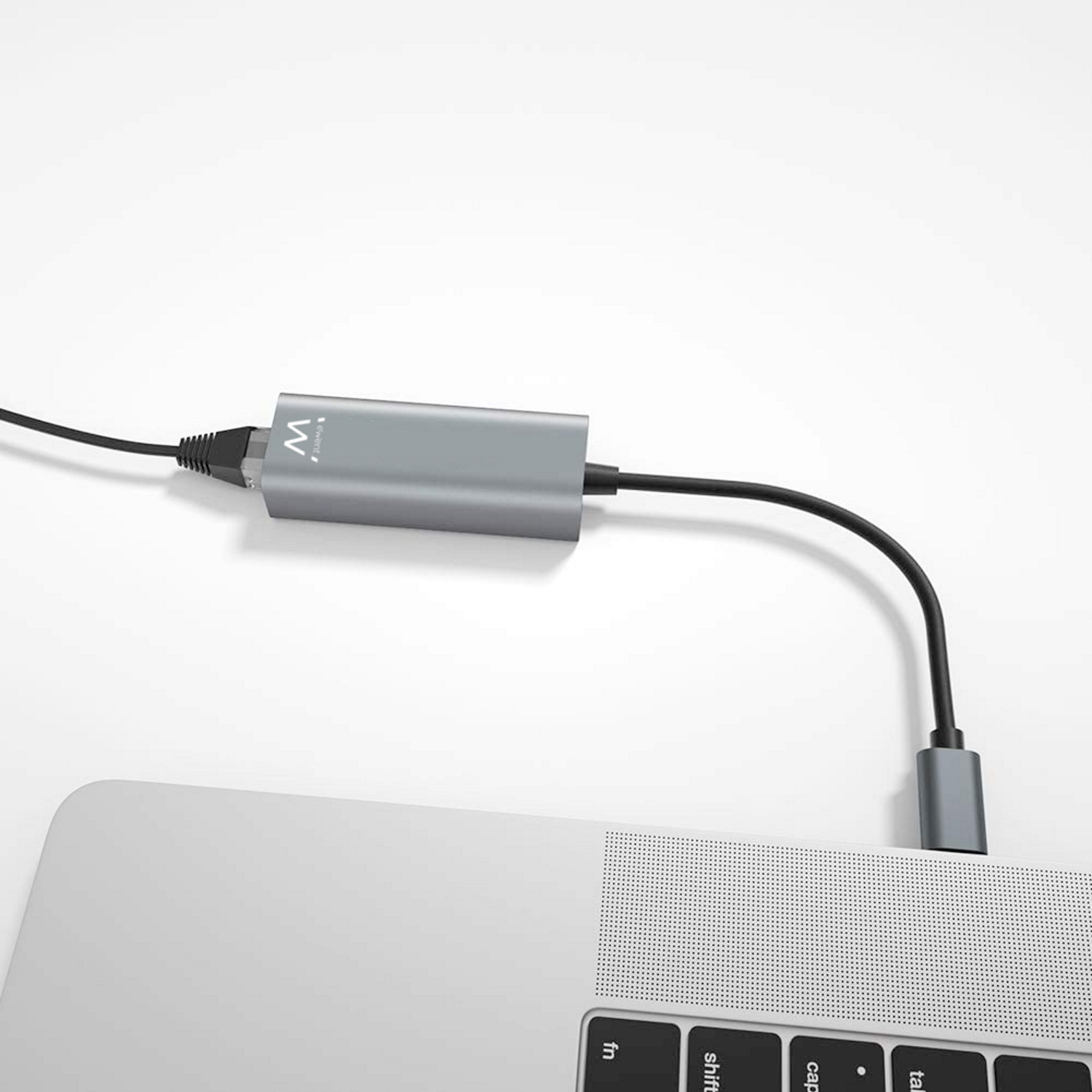 ADAPTADOR DE RED EWENT USB TIPO C MACHO A RJ45 HEMBRA GRIS