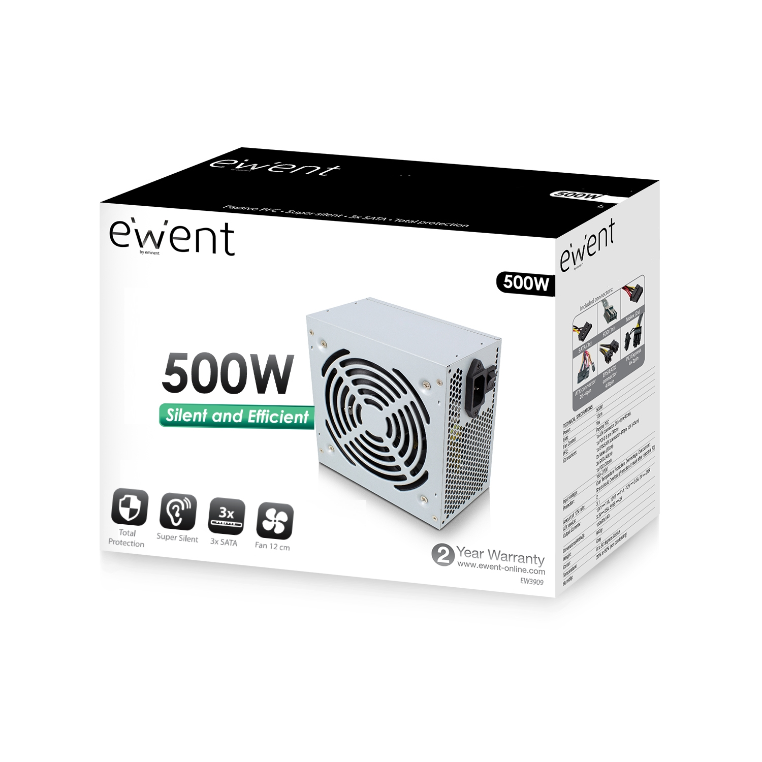 FUENTE ALIMENTACION EWENT EW3909 ATX 500W