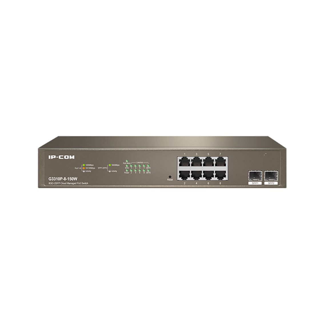 SWITCH 10 PUERTOS IP-COM 8 PUERTOS GIGABIT ETHERNET 2 PUERTOS SFP