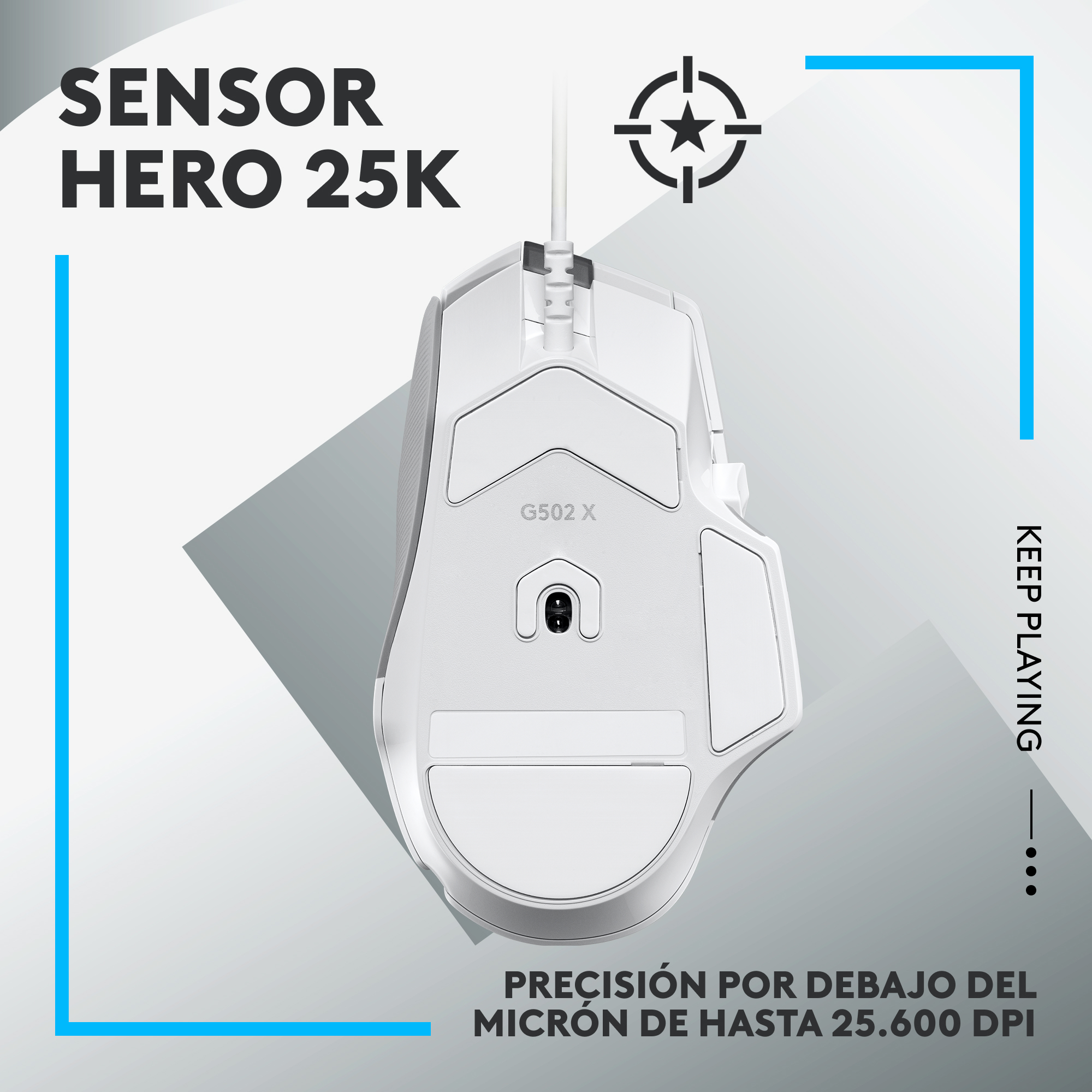 MOUSE RATON LOGITECH G G502 X GAMING OPTICO USB 25600PPP BLANCO