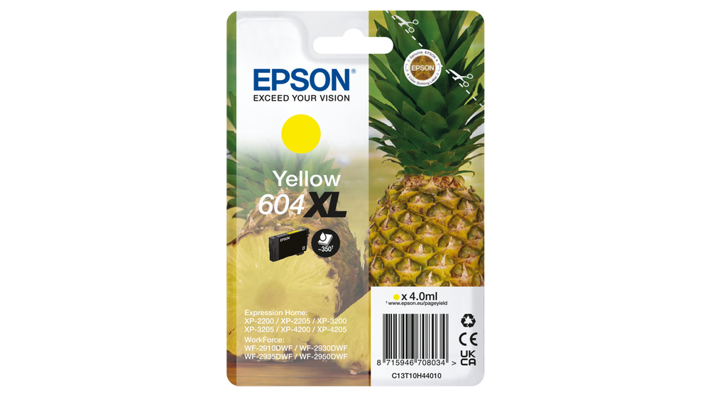 CARTUCHO EPSON 604XL AMARILLO C13T10H44010 XP2200 WF-2910 PIÑA