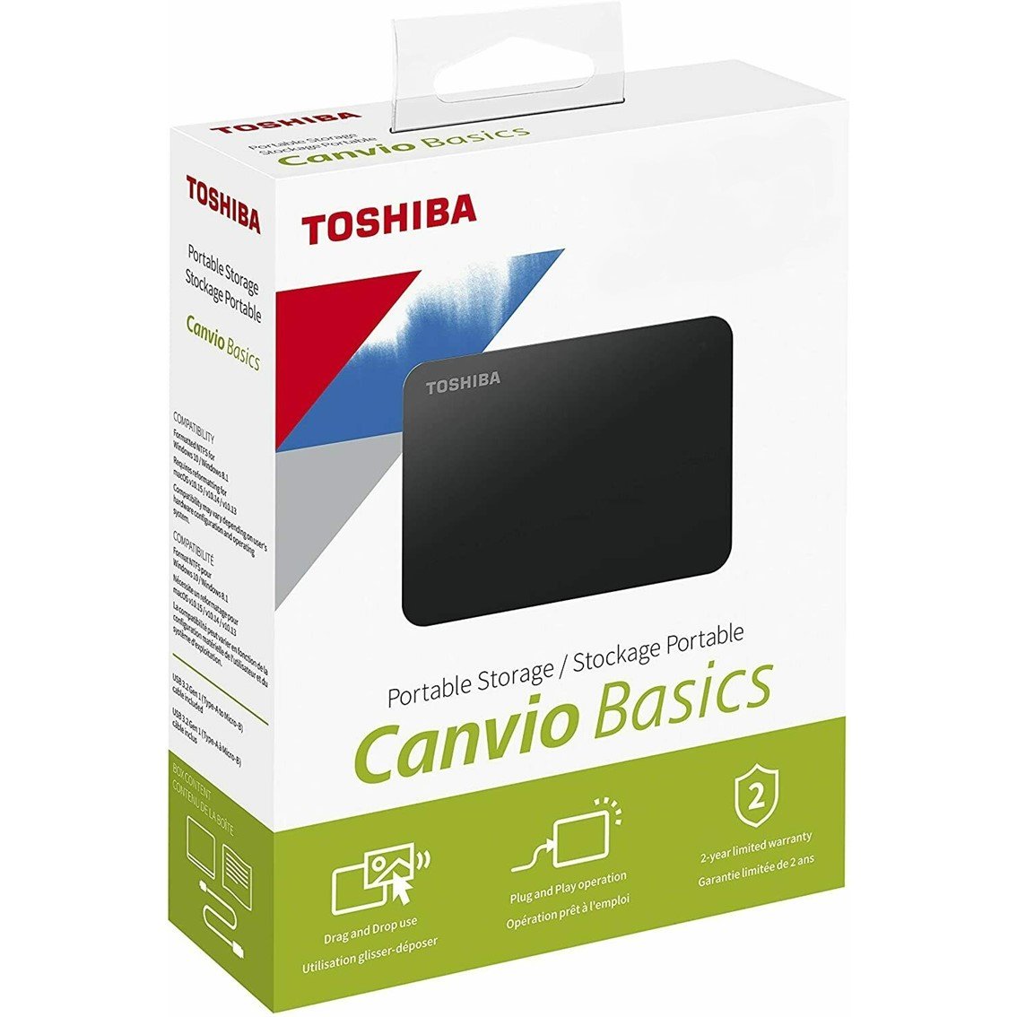 DISCO DURO EXTERNO HDD TOSHIBA 1TB CANVIO BASICS 2.5" USB 3.2 NEGRO