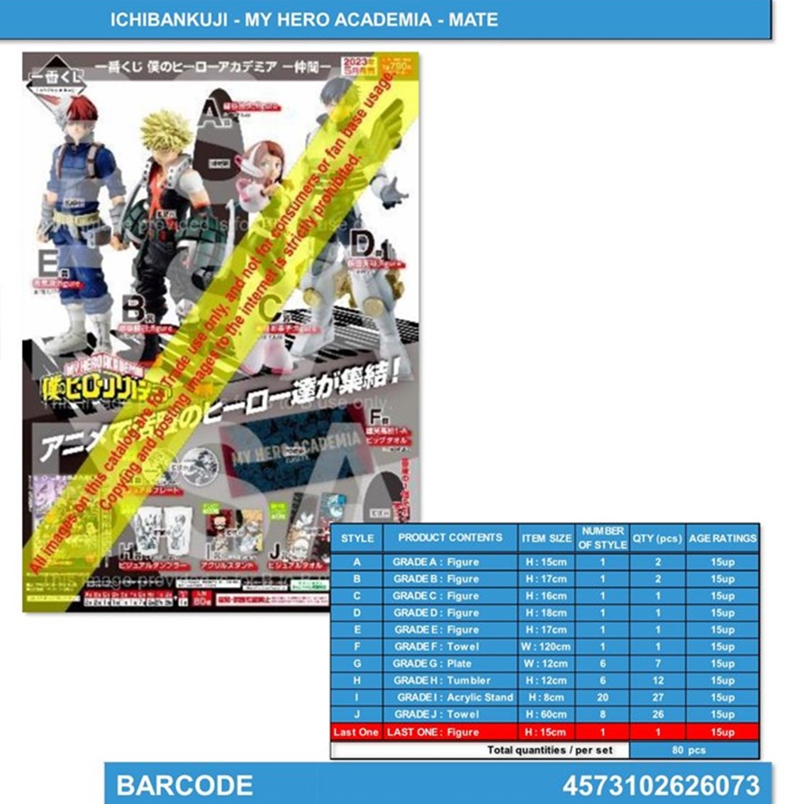 ICHIBAN KUJI BANPRESTO MY HERO ACADEMIA MATE LOTE 80 ARTICULOS
