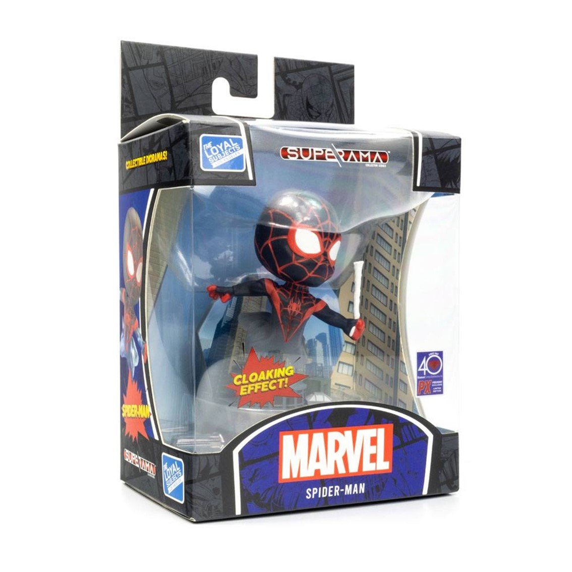 FIGURA MINI DIORAMA SUPERAMA THE LOYAL SUBJECTS SPIDER MAN (MINI MORALES) CON EFECTO CAMUFLAJE