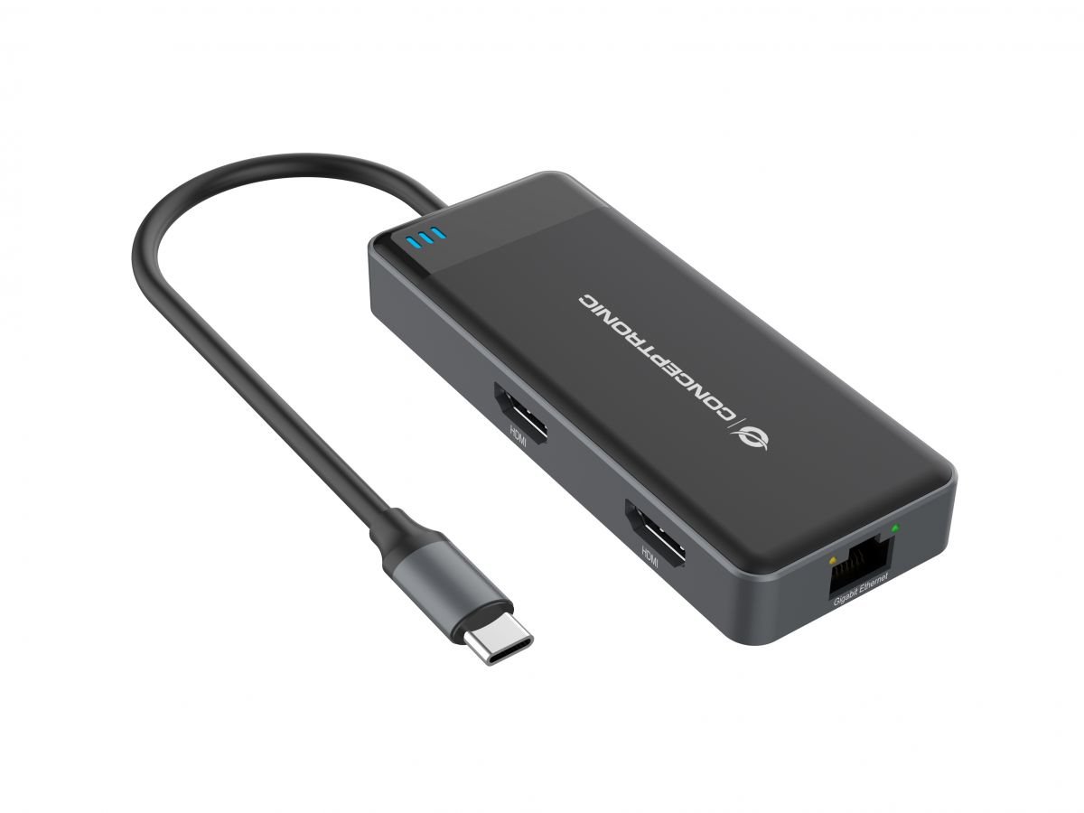 ADAPTADOR CONCEPTRONIC USB TIPO C A GIGABIT ETHERNET RJ45/ CON HUB USB 3.2 3 PUERTOS/ USB TIPO C