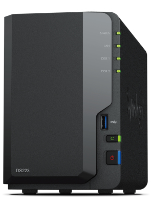 SERVIDOR NAS SYNOLOGY DISK STATION DS223 2BAY 1.7 GHZ QC 2GB DDR 4 1 X GBE 3X USB 3.2