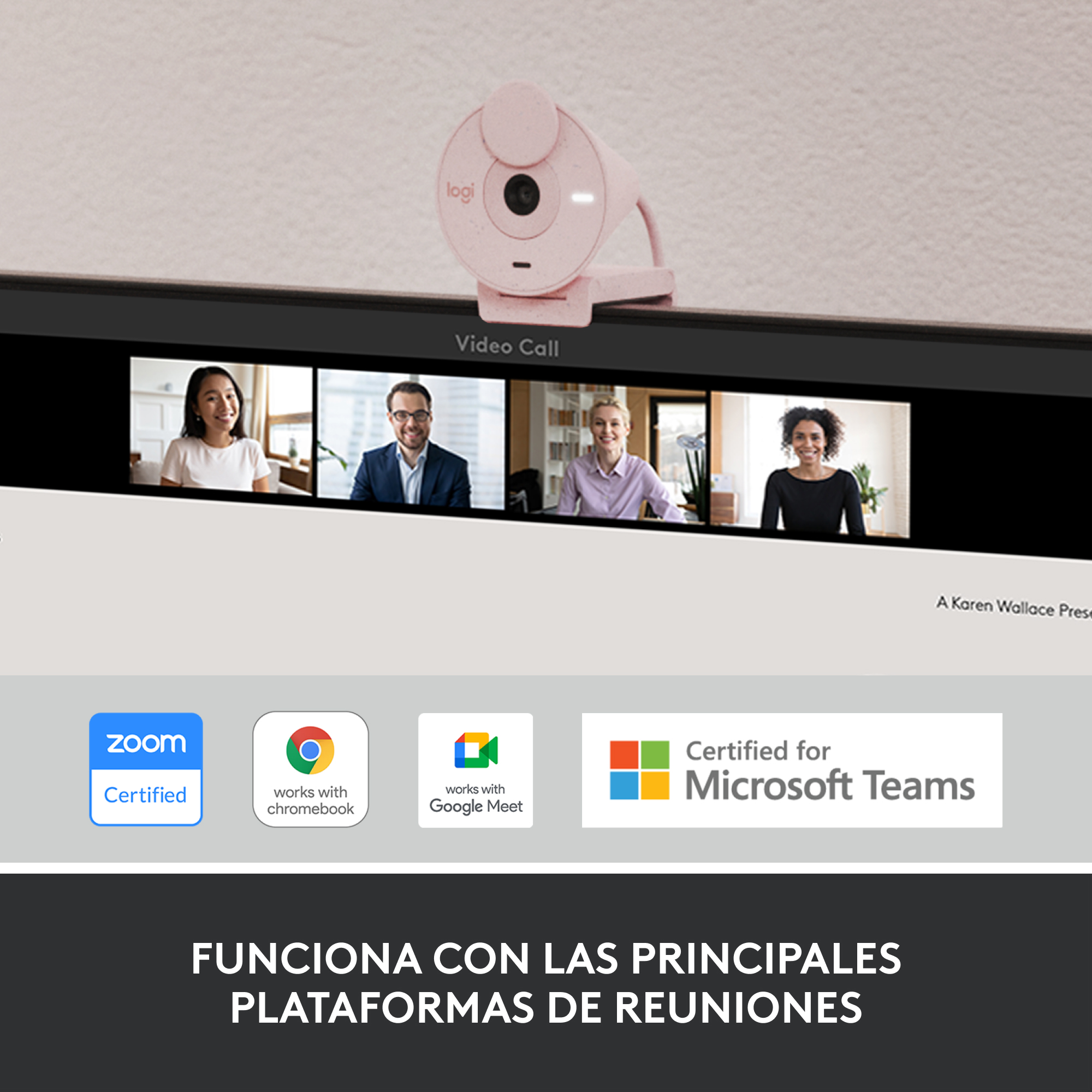 WEBCAM LOGITECH BRIO 300 ROSADO FULL HD/ USB TIPO C