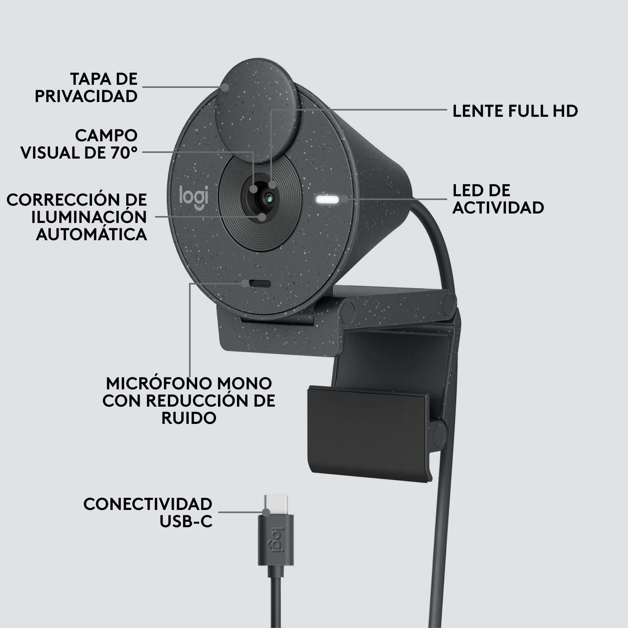 WEBCAM LOGITECH BRIO 300 GRAFITO FULL HD/ USB TIPO C