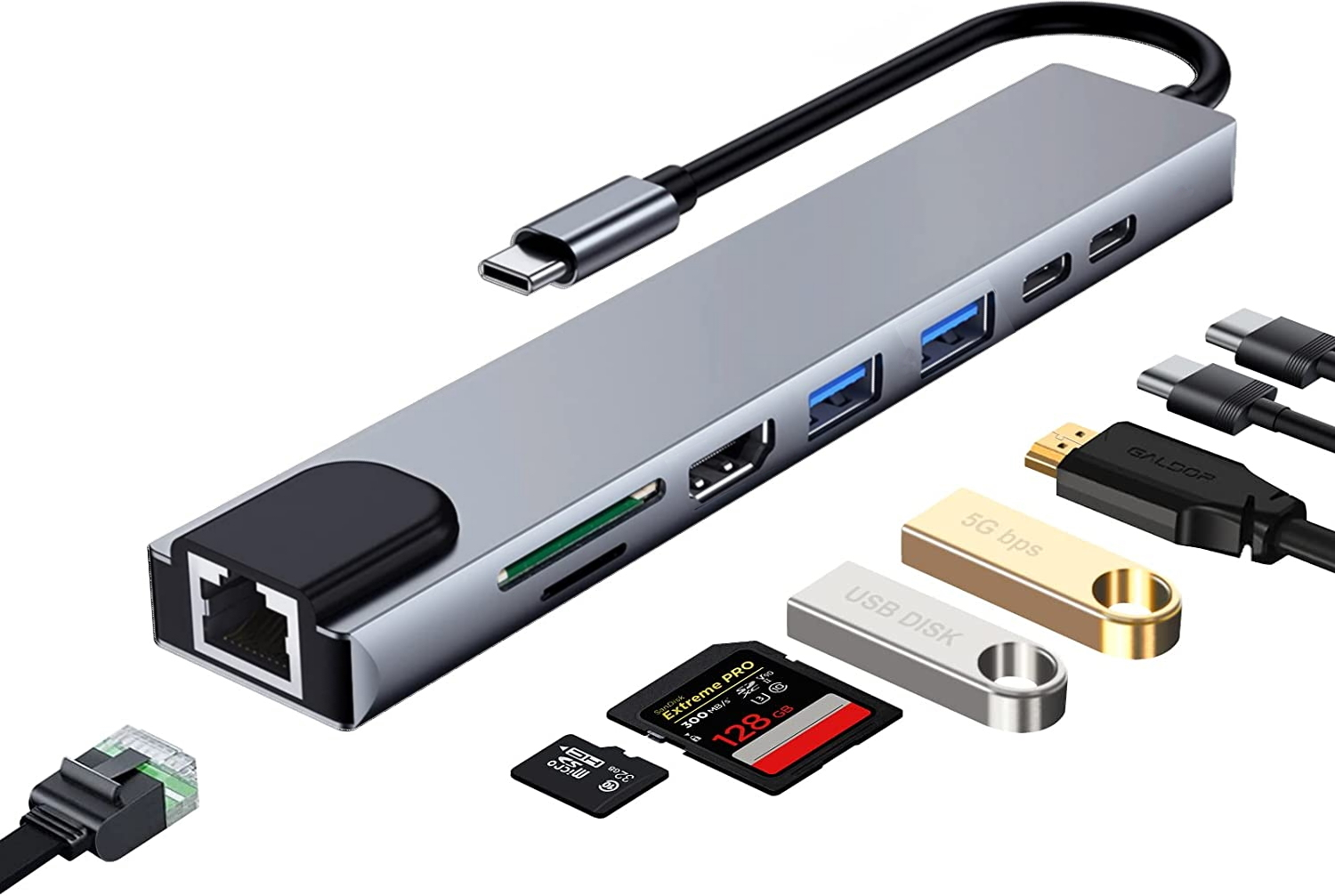 DOCKING STATION USB TIPO C EWENT EW1146 8 EN 1 87W / HDMI 4K / 1 X USB TIPO C PD / 1 X USB TIPO C / 2 X USB TIPO A / RJ45 / LECTOR DE TARJETAS