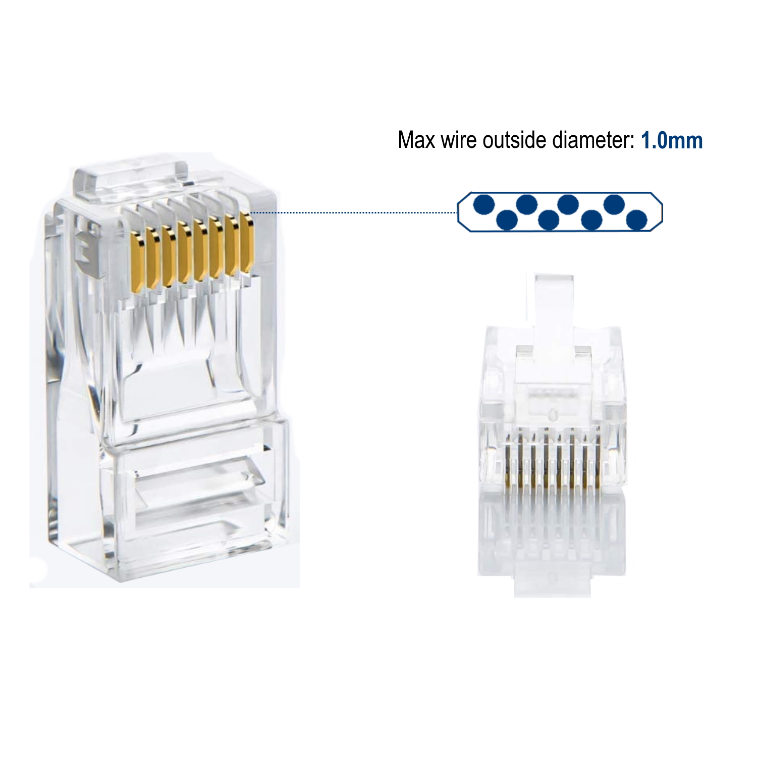 CONECTOR RJ45 EWENT IM1205 CAT.6 U/UTP PARA CABLE REDONDO 100 UNIDADES