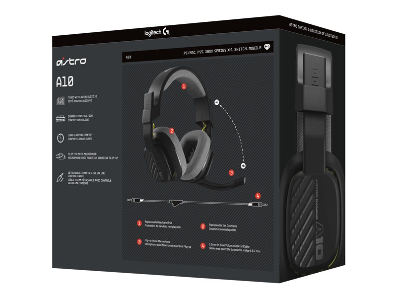 AURICULARES CON MICROFONO LOGITECH A10 ASTRO GAMING GEN 2 JACK 3.5MM NEGRO