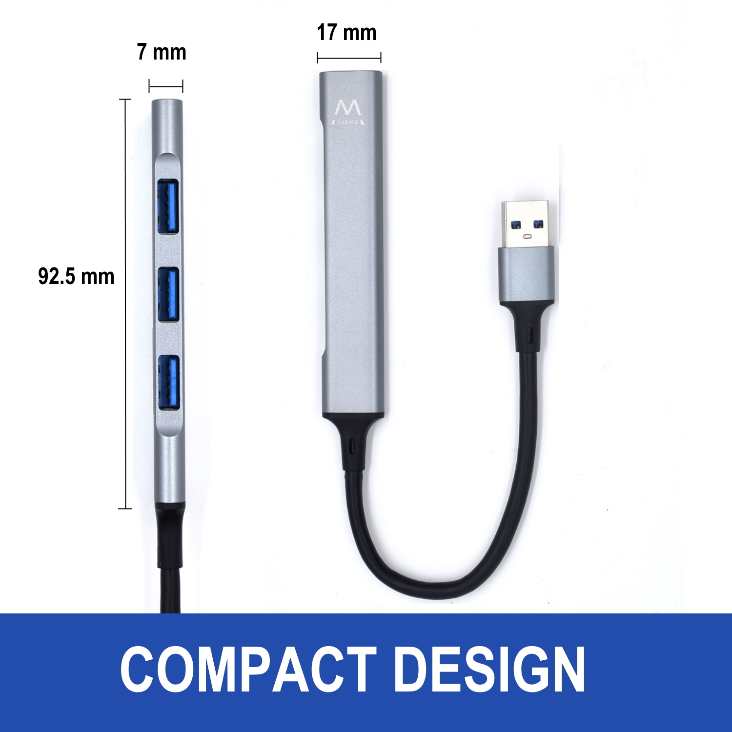 HUB SLIM EWENT 4 PUERTOS USB + ENTRADA Y SALIDA / USB TIPO A