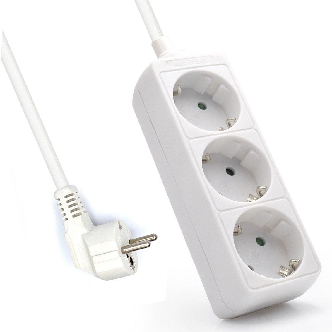 REGLETA EWENT 3 TOMAS SHUCKO Y 1.5 METROS DE CABLE BLANCO