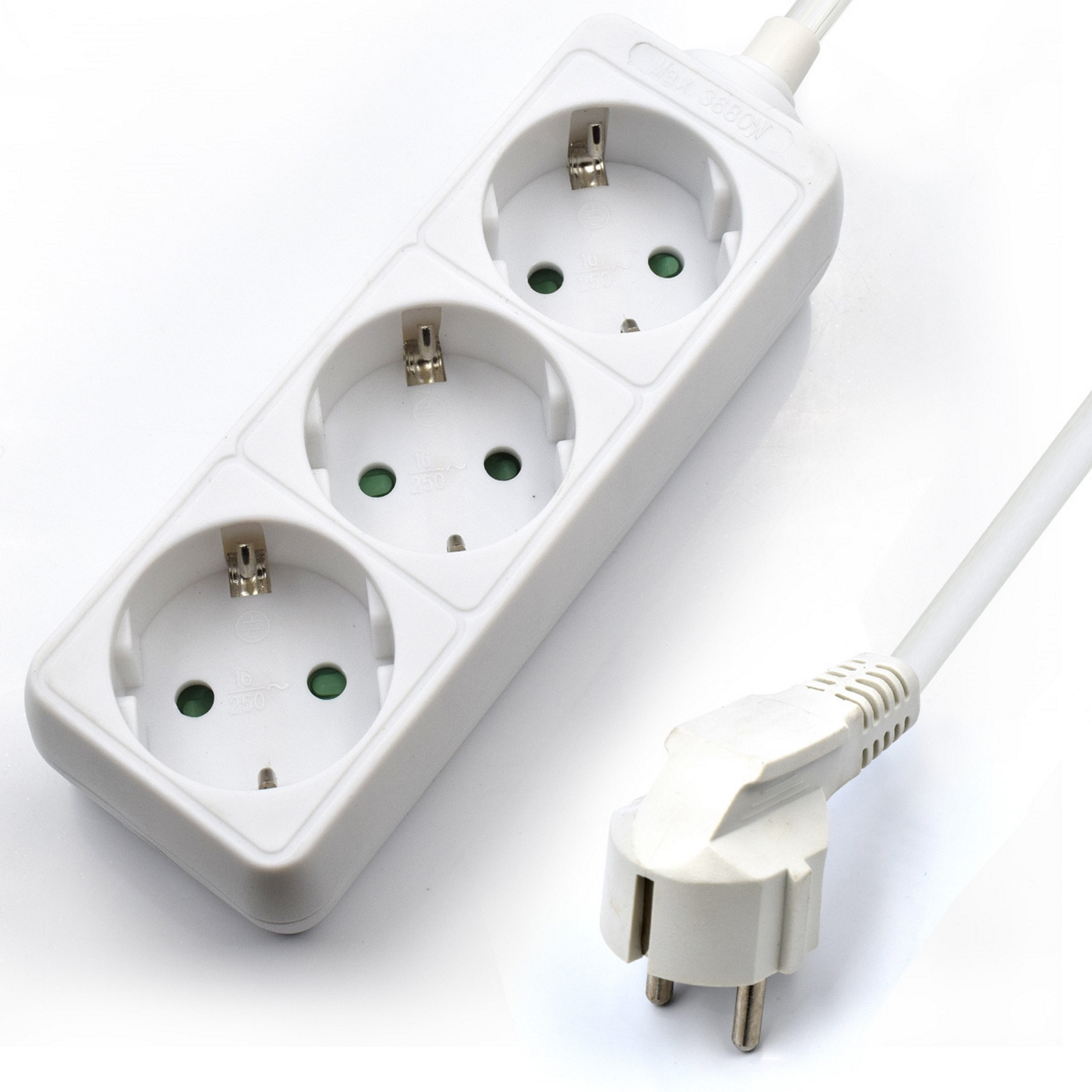 REGLETA EWENT 3 TOMAS SHUCKO Y 1.5 METROS DE CABLE BLANCO