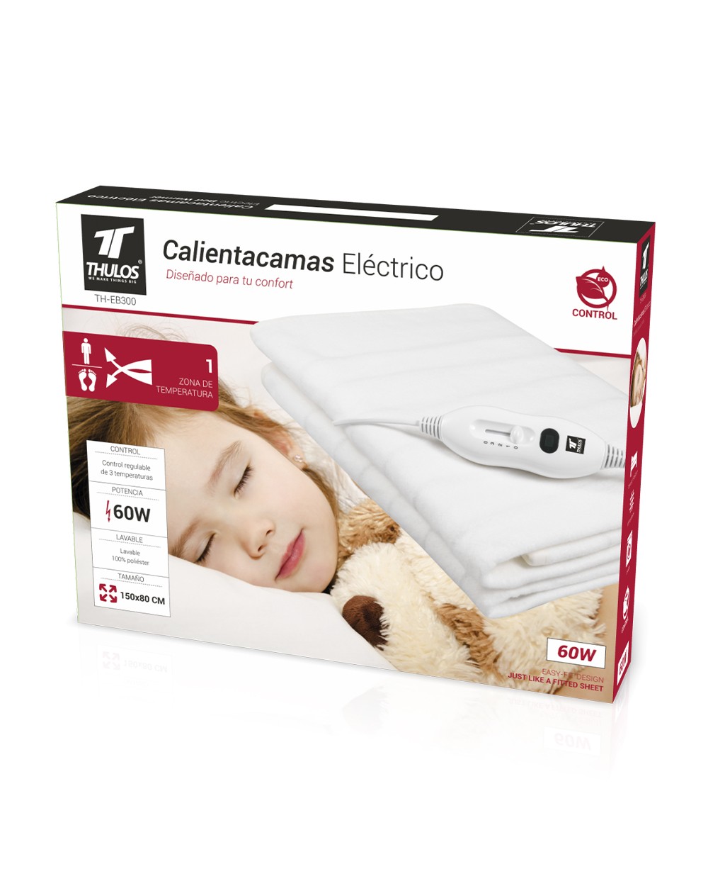 CALIENTACAMAS THULOS 150x80 CM LAVABLE 60W