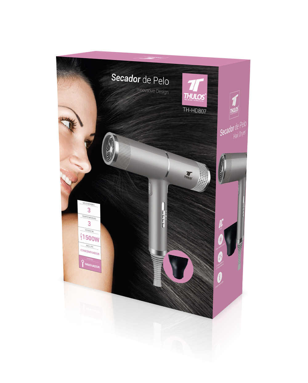 SECADOR DE PELO THULOS TH-HD807 GRIS 1500W