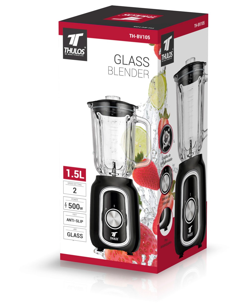 BATIDORA DE VASO THULOS TH-BV105 500W 1.5L