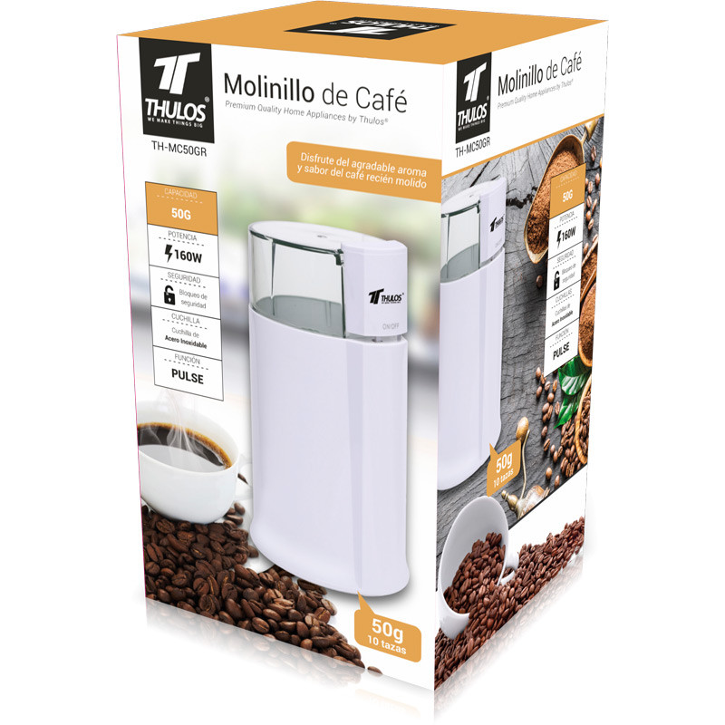 MOLINILLO DE CAFE THULOS TH-MC50GR BLANCO 160W 50G/60G
