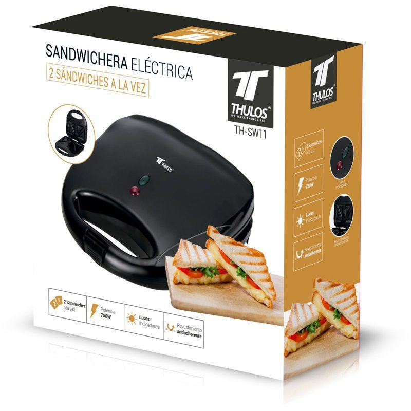 SANDWICHERA THULOS TH-SW11 NEGRO 750W 2 CAVIDADES