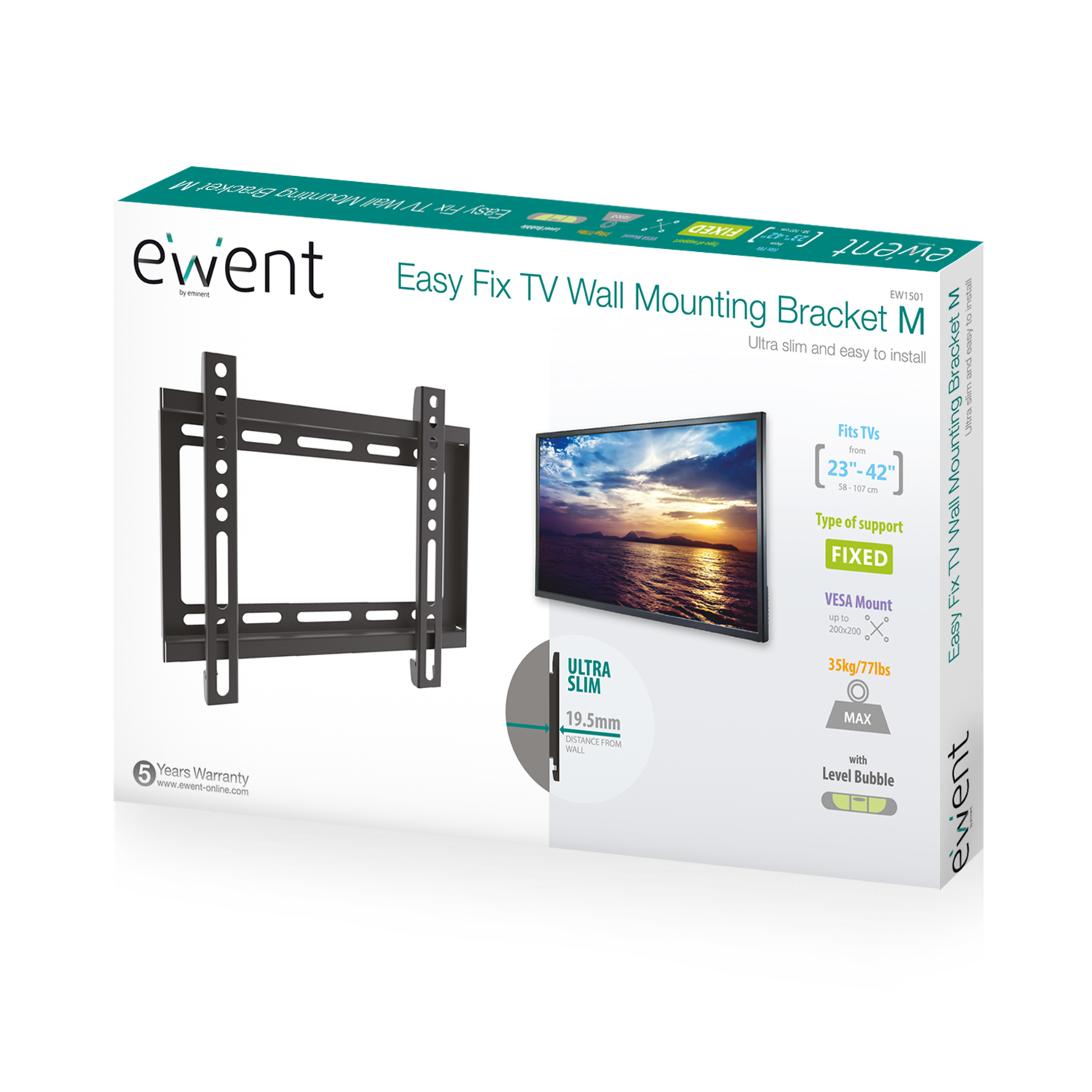 SOPORTE DE PARED EWENT EW1501 PARA TV DE 23"-42" CARGA MAXIMA 35KG