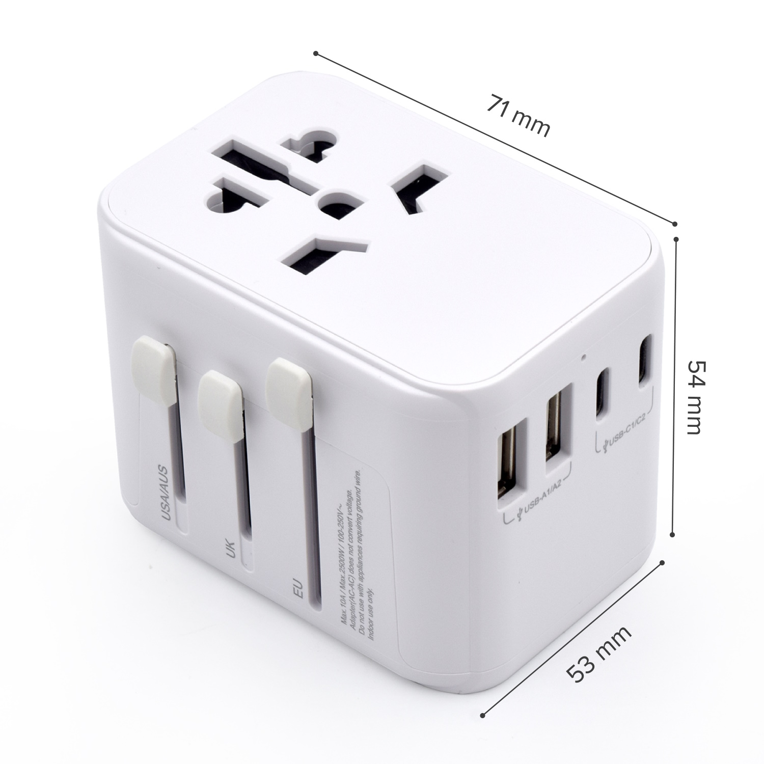 ENCHUFE UNIVERSAL EWENT EW1470 EU/USA/UK/AUS 2 X USB / 3 X USB TIPO C