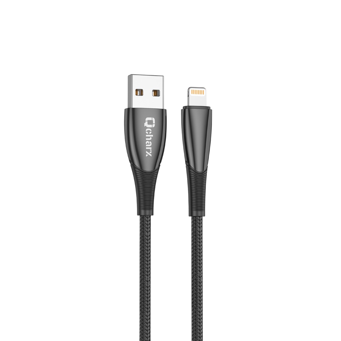 CABLE QCHARX BERLIN USB A LIGHTNING 3A / 1 M / ZINC NEGRO CORDON GRUESO TACTO SUAVE