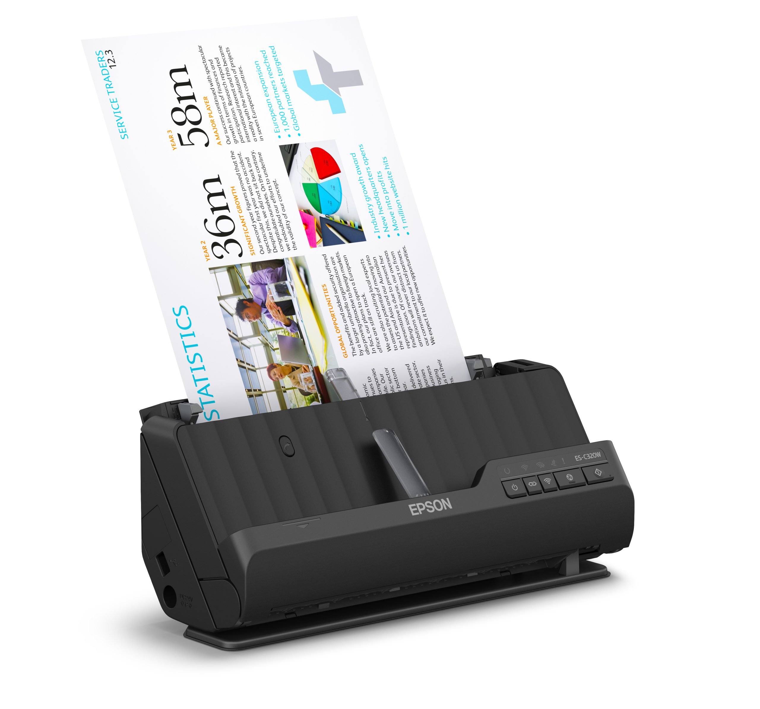 ESCANER SOBREMESA EPSON ES-C320W A4/ 30PPM/ DUPLEX/ WIFI/ COMPACTO/ ADF 20HOJAS