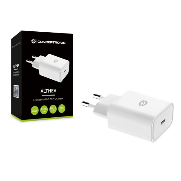 CARGADOR CONCEPTRONIC CARGA RAPIDA PD 1 PUERTO USB TIPO C ALTHEA / 25W / BLANCO