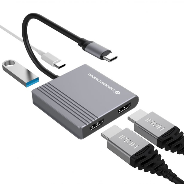 HUB USB TIPO C CONCEPTRONIC DONN13G 2 X HDMI / 1 X USB 3.0 / 1 X USB TIPO C