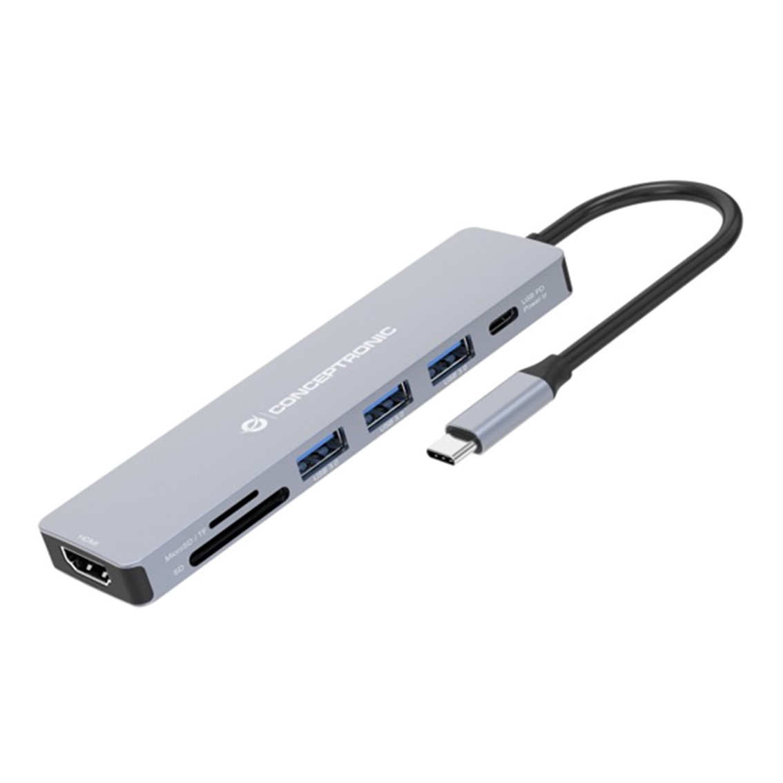 HUB USB TIPO C CONCEPTRONIC DONN19G 1 X HDMI / 3 X USB 3.2 / 1 X USB TIPO C / LECTOR SD / LECTOR MICRO SD