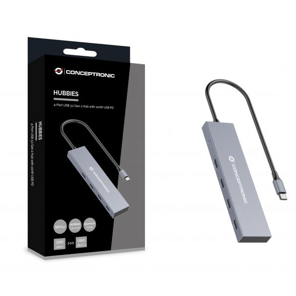 HUB USB TIPO C CONCEPTRONIC HUBBIES14G 4 X USB TIPO C