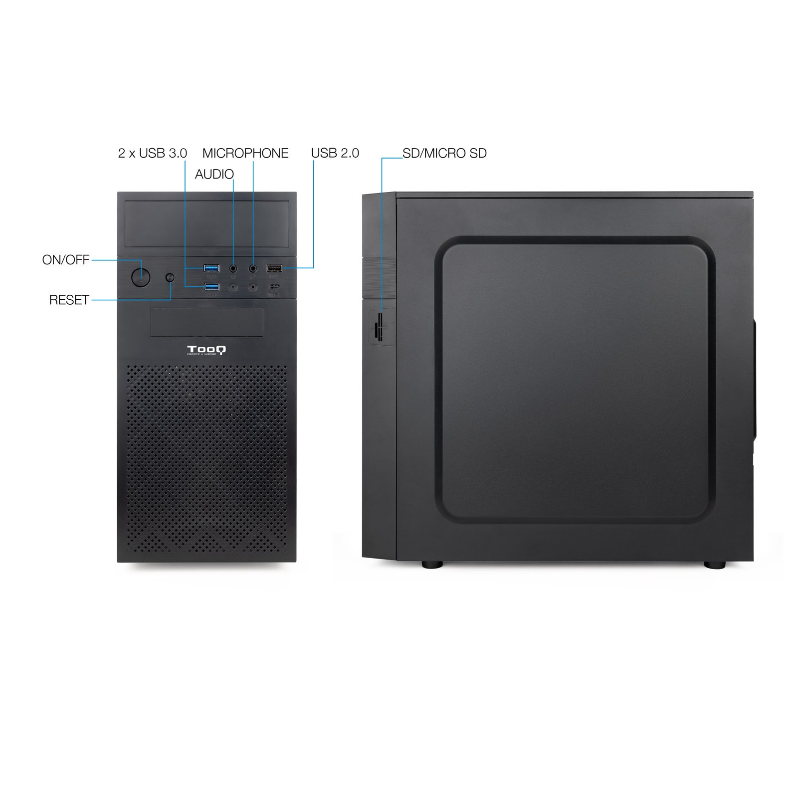 CAJA ORDENADOR TOOQ TQC-4701U3C-B MICRO ATX MINI ITX