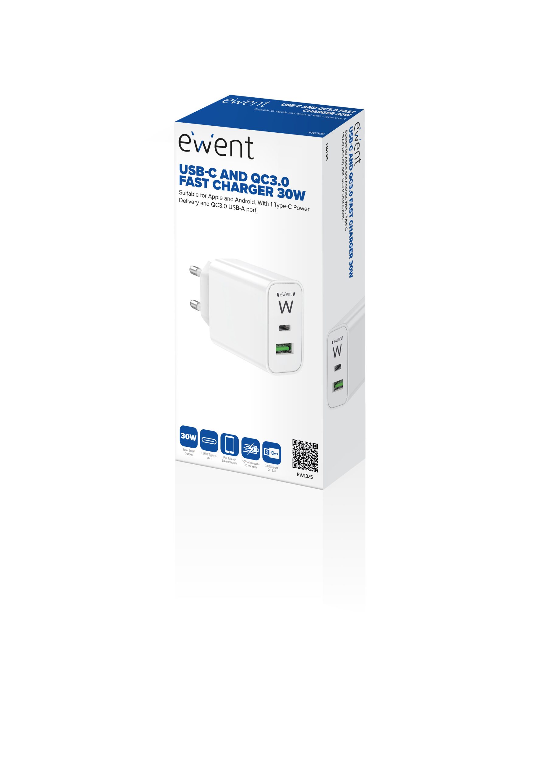 CARGADOR EWENT EW1325 30W USB TIPO A / USB TIPO C