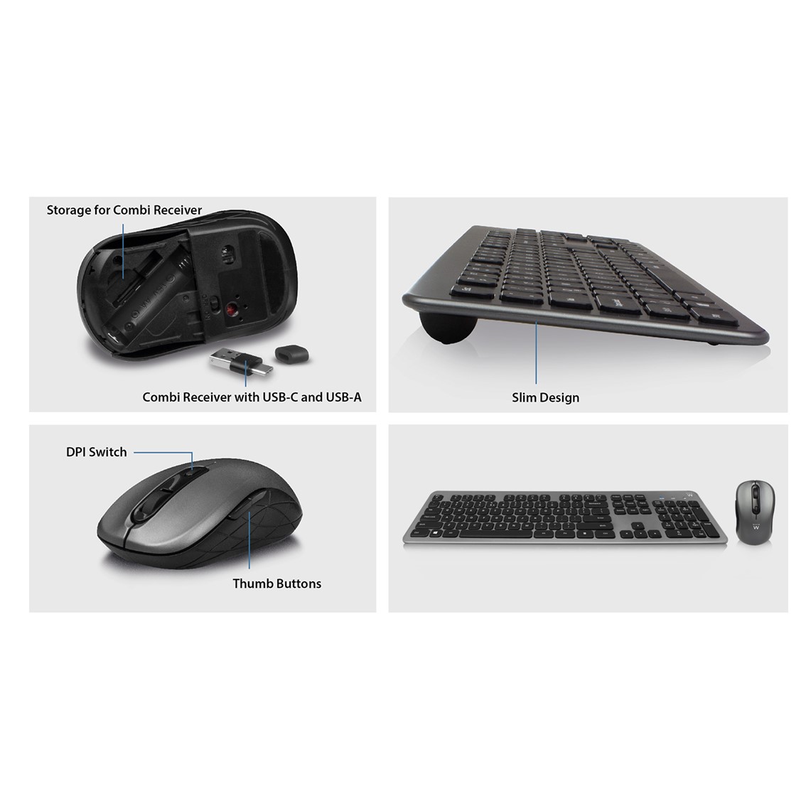 KIT TECLADO + MOUSE RATON EWENT EW3272 WIRELESS INALAMBRICO