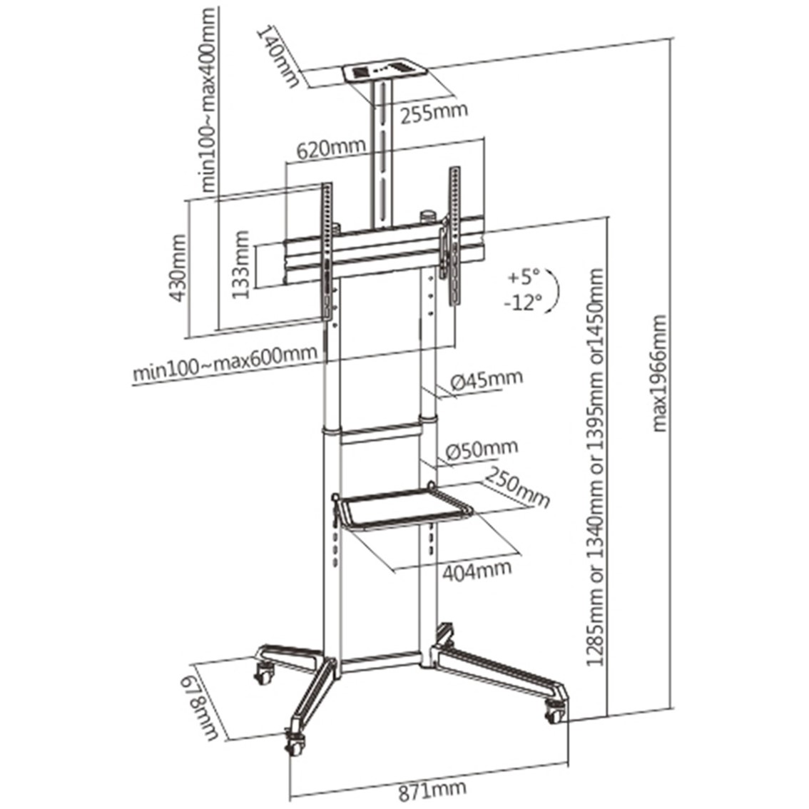SOPORTE DE SUELO EWENT EW1539 HASTA 70" MAX 50KG