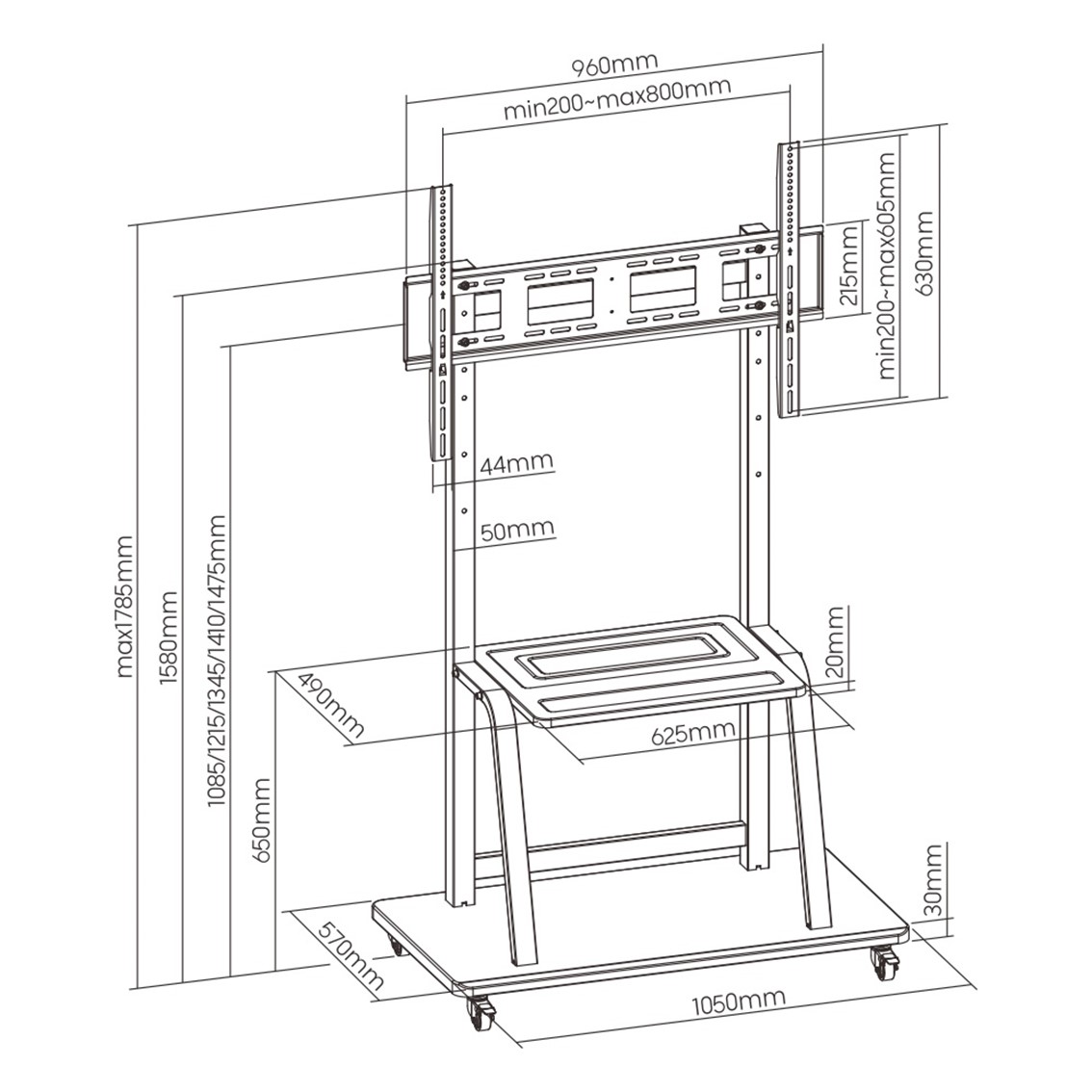 SOPORTE DE SUELO EWENT EW1544 PARA TV HASTA 100" CARGA MAXIMA 150KG