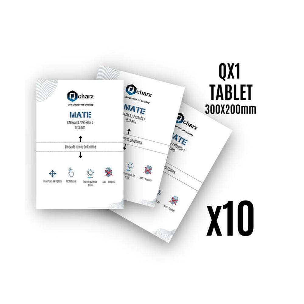 LAMINAS DE PROTECCION FRONTALES QCHARX TABLET MATE QX1 10 UNIDADES